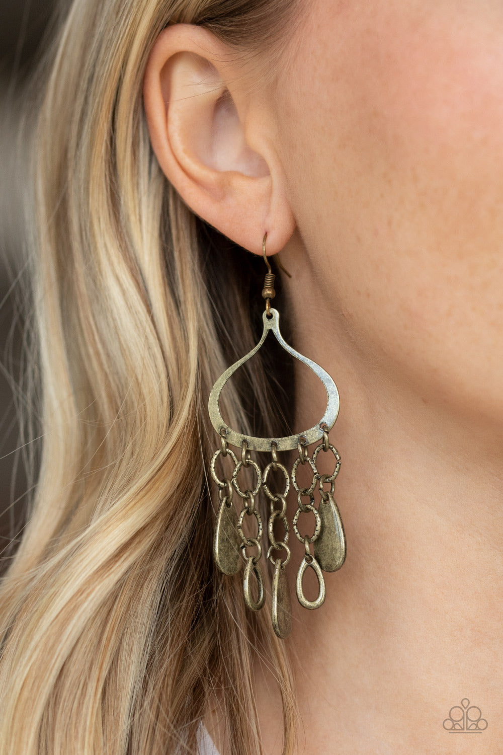 Lure Away Brass Earrings Paparazzi Accessories. Get Free Shipping! 