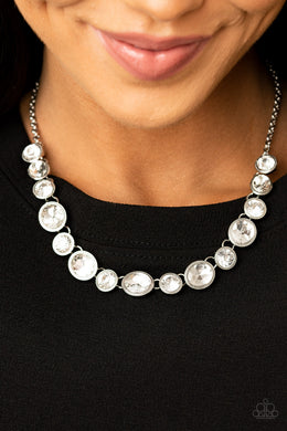 Paparazzi Necklace ~ Girls Gotta Glow - White Necklace Life of the Party Exclusive November 2020