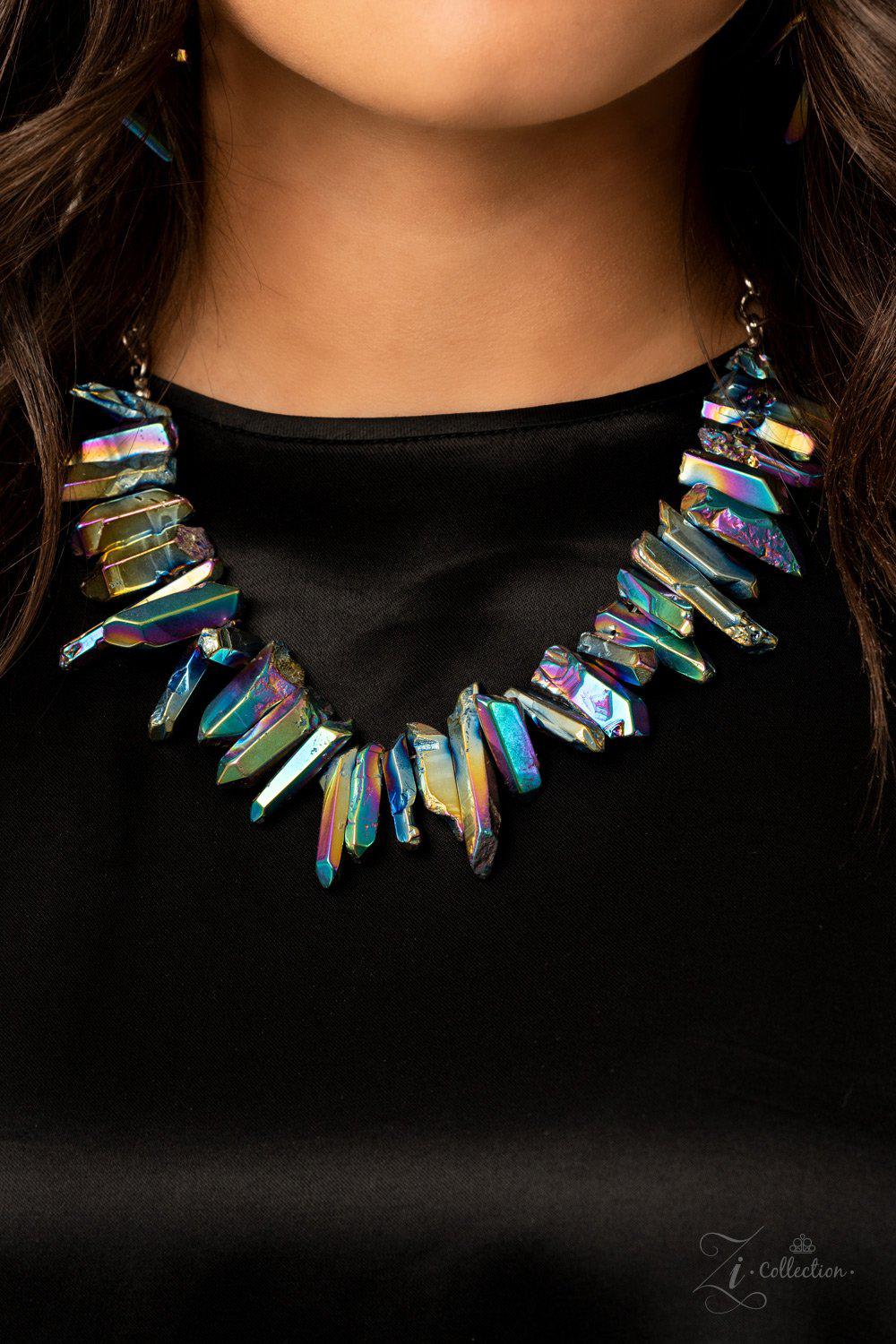 2020 Paparazzi Zi Necklace Charismatic oil spill Necklace. #Z2016. Stunning Statement necklace.