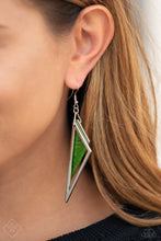 Load image into Gallery viewer, Paparazzi Earring ~ Evolutionary Edge - Green Acrylic Fashion Fix Earring
