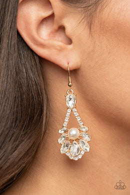 Paparazzi Prismatic Presence Gold Earring with white pearls