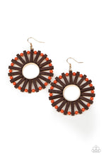 Load image into Gallery viewer, Paparazzi Solar Flare Orange Wooden Earrings $5 Jewelry &amp; Accessories. Ships Free! #P5ST-OGXX-012XX 
