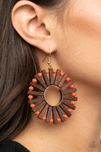 Load image into Gallery viewer, Solar Flare Orange Earrings Paparazzi Accessories Wooden Jewelry #P5ST-OGXX-012XX 

