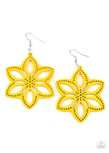 Load image into Gallery viewer, Bahama Blossoms - Yellow Wooden Floral Earring 
