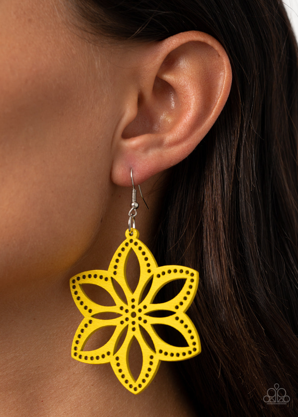 Paparazzi Earring ~ Bahama Blossoms - Yellow Floral Earring