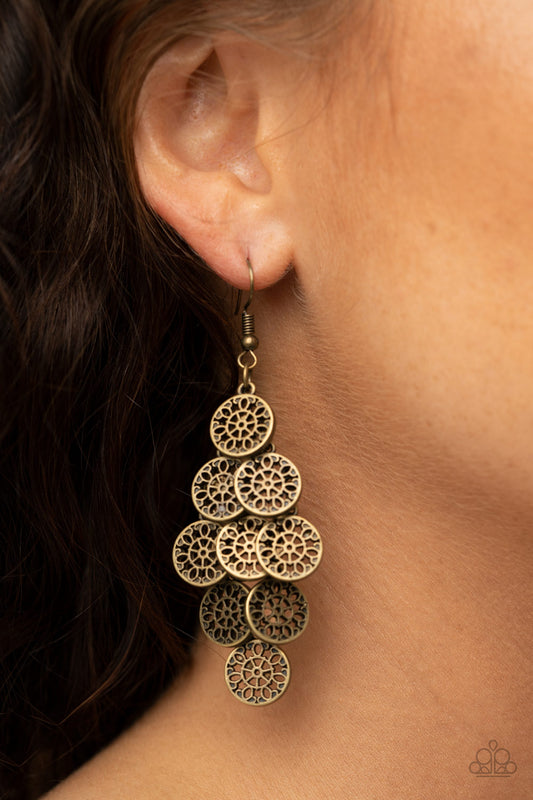 Paparazzi Earring ~ Blushing Blooms - Brass