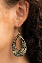 Load image into Gallery viewer, Get Into The GROVE - Brass Earring Paparazzi Accessories
