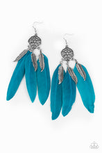 Load image into Gallery viewer, Paparazzi Earring ~ In Your Wildest DREAM-CATCHERS - Blue Feathers Earrings
