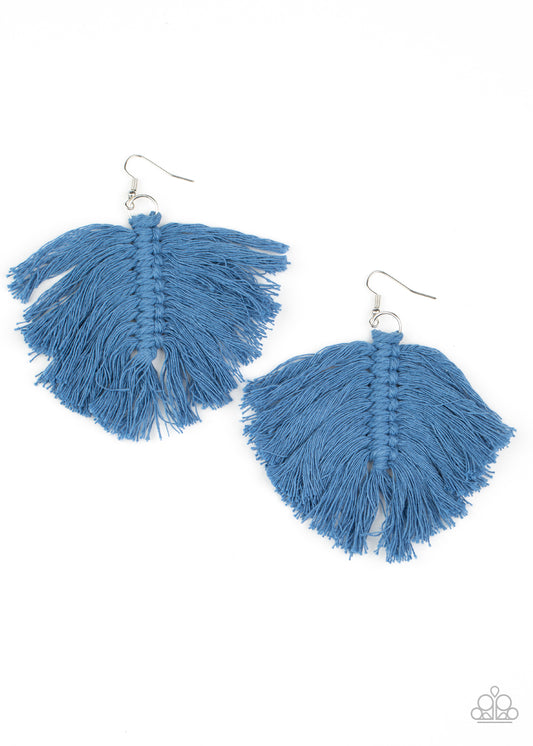 Paparazzi Macrame Mamba - Blue Tassel Earrings online at AainaasTreasureBox #P5SE-BLXX-240XX