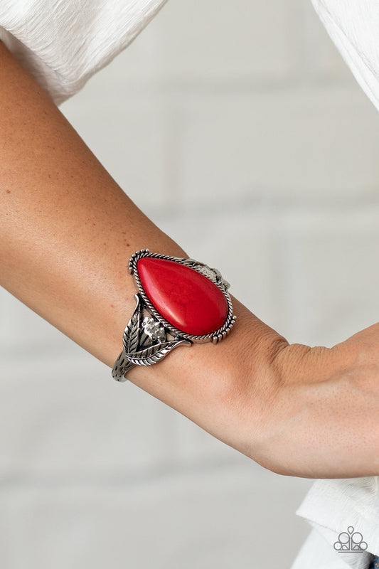 Paparazzi Bracelet ~ Blooming Oasis - Red - Empower Me Pink Exclusive Bracelet