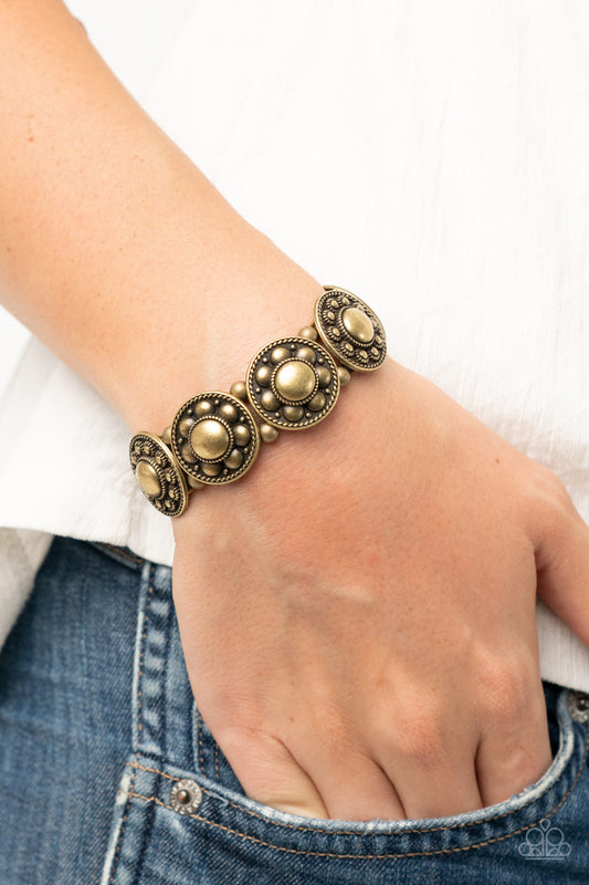 Paparazzi Rural Fields Brass Bracelets. #P9BA-BRXX-030XX. Get Free Shipping. Stretchy bracelets.