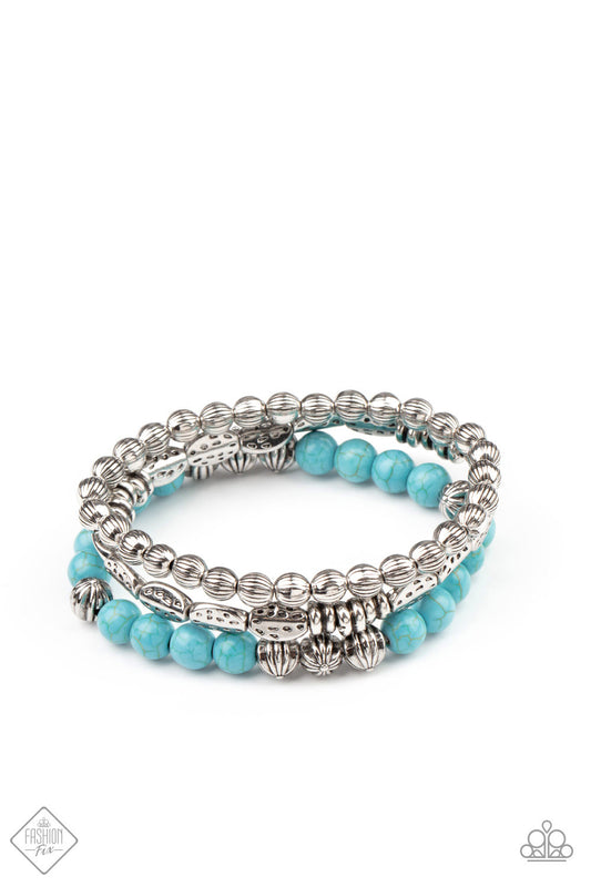 Paparazzi Trail Mix Mecca - Blue Stone Stretchy Bracelet February 2021 Fashion Fix