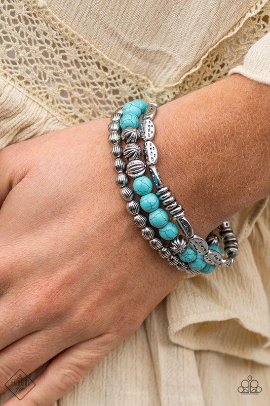 Paparazzi Trail Mix Mecca - Blue Stone Stretchy Bracelet February 2021 Fashion Fix