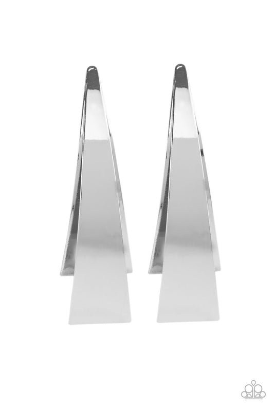 Paparazzi Earring ~ Underestimated Edge - Silver Earring