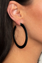 Load image into Gallery viewer, Paparazzi Earring ~ The Inside Track - Black Hoops Earring
