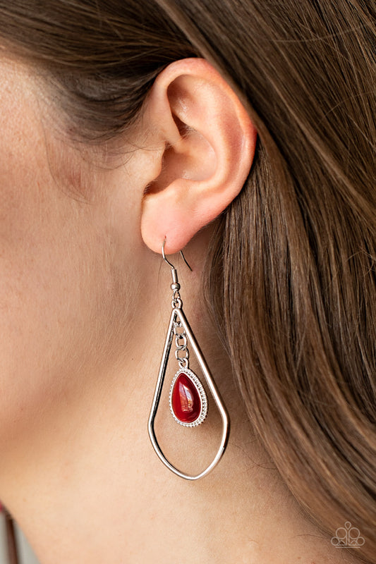Ethereal Elegance - Red Earrings Paparazzi Accessories Moonstone $5 Jewelry #P5RE-RDXX-112XX