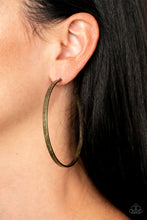 Load image into Gallery viewer, Paparazzi Earring ~ Lean Into The Curves - Brass Hoops - Empower Me Pink Exclusive
