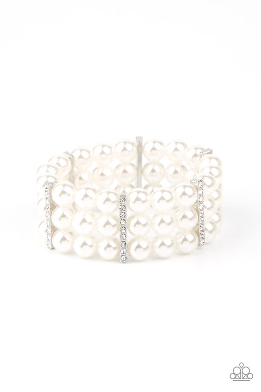 Modern Day Majesty - White Pearl Bracelet Stretchy Paparazzi Accessories