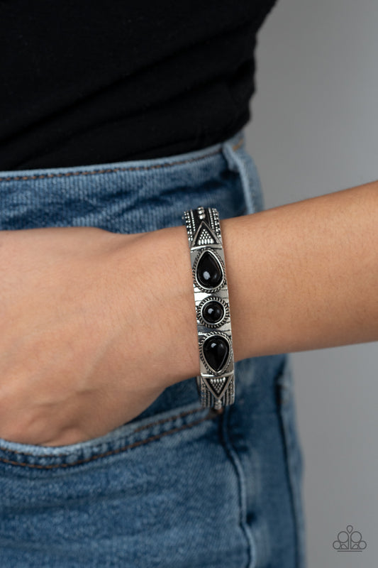 Paparazzi Bracelet ~ Radiant Ruins - Black Hinged Bracelet