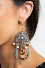 Load image into Gallery viewer, Paparazzi Earring ~ Desert Plains - White Feather Earring
