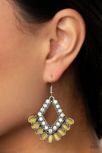 Load image into Gallery viewer, Paparazzi Earring ~ Just BEAM Happy - Yellow Cat&#39;s Eye Stone Earring
