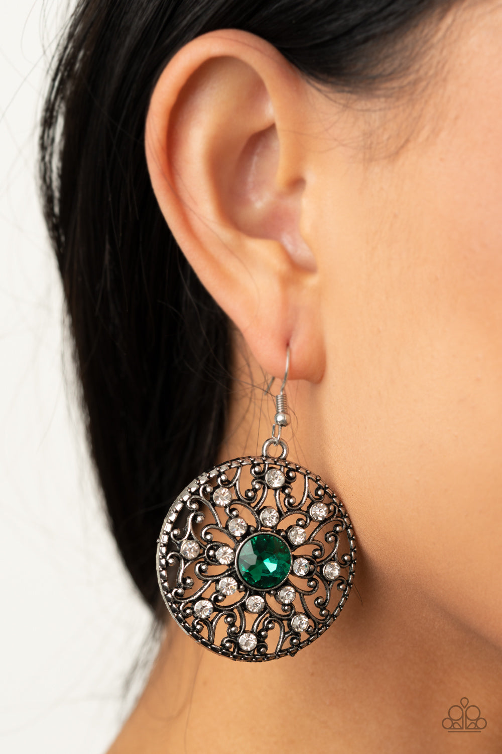 GLOW Your True Colors Green Earring Paparazzi Accessories. Get Free Shipping.#P5RE-GRXX-118XX