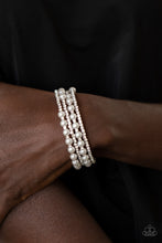 Load image into Gallery viewer, Paparazzi Starry Strut White Bracelet Life of the Party Exclusive December 2020

