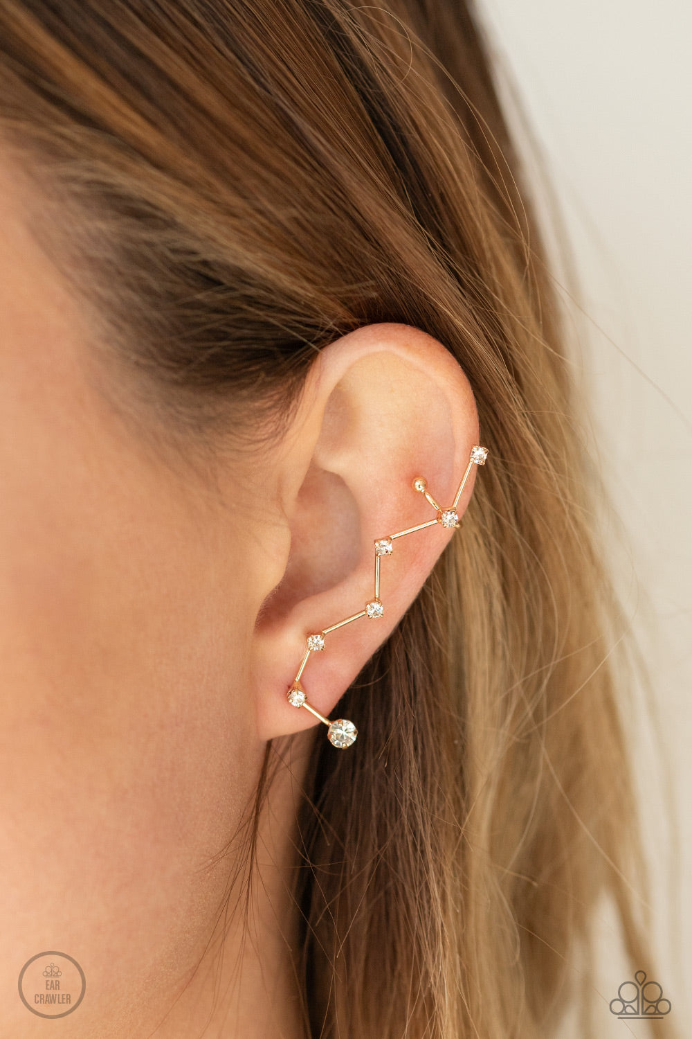Paparazzi CONSTELLATION Prize Gold Ear Crawlers Earring #P5PO-CRGD-101XX