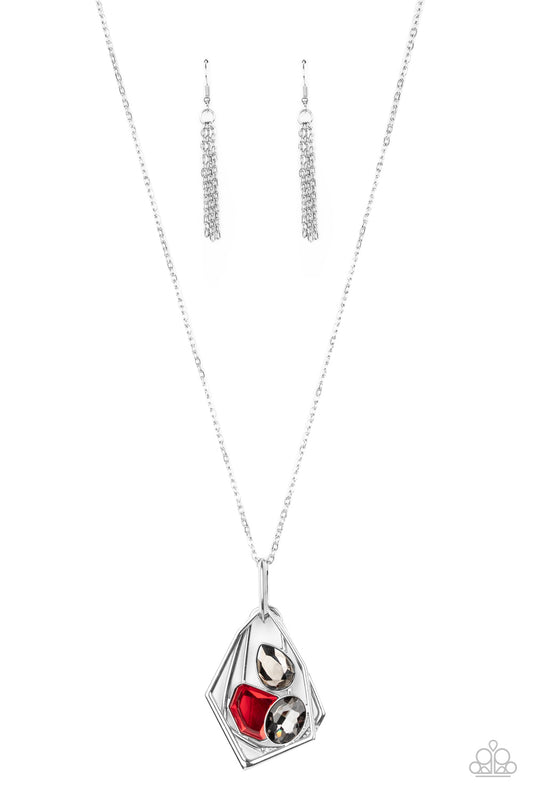 All Systems GLOW Red Necklace Paparazzi Accessories. Subscribe & Save! #P2RE-RDXX-183XX