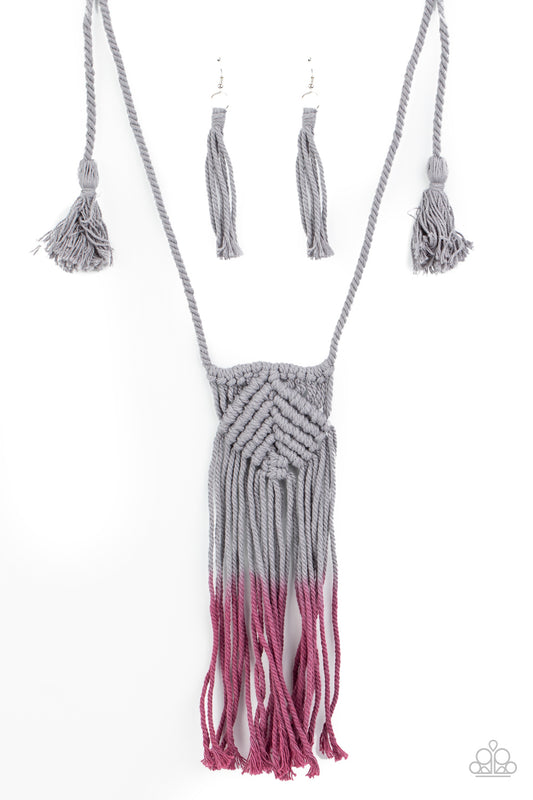 Paparazzi Necklace ~ Look At MACRAME Now - Purple Macrame Necklace