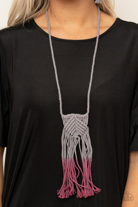 Paparazzi Necklace ~ Look At MACRAME Now - Purple Macrame Necklace