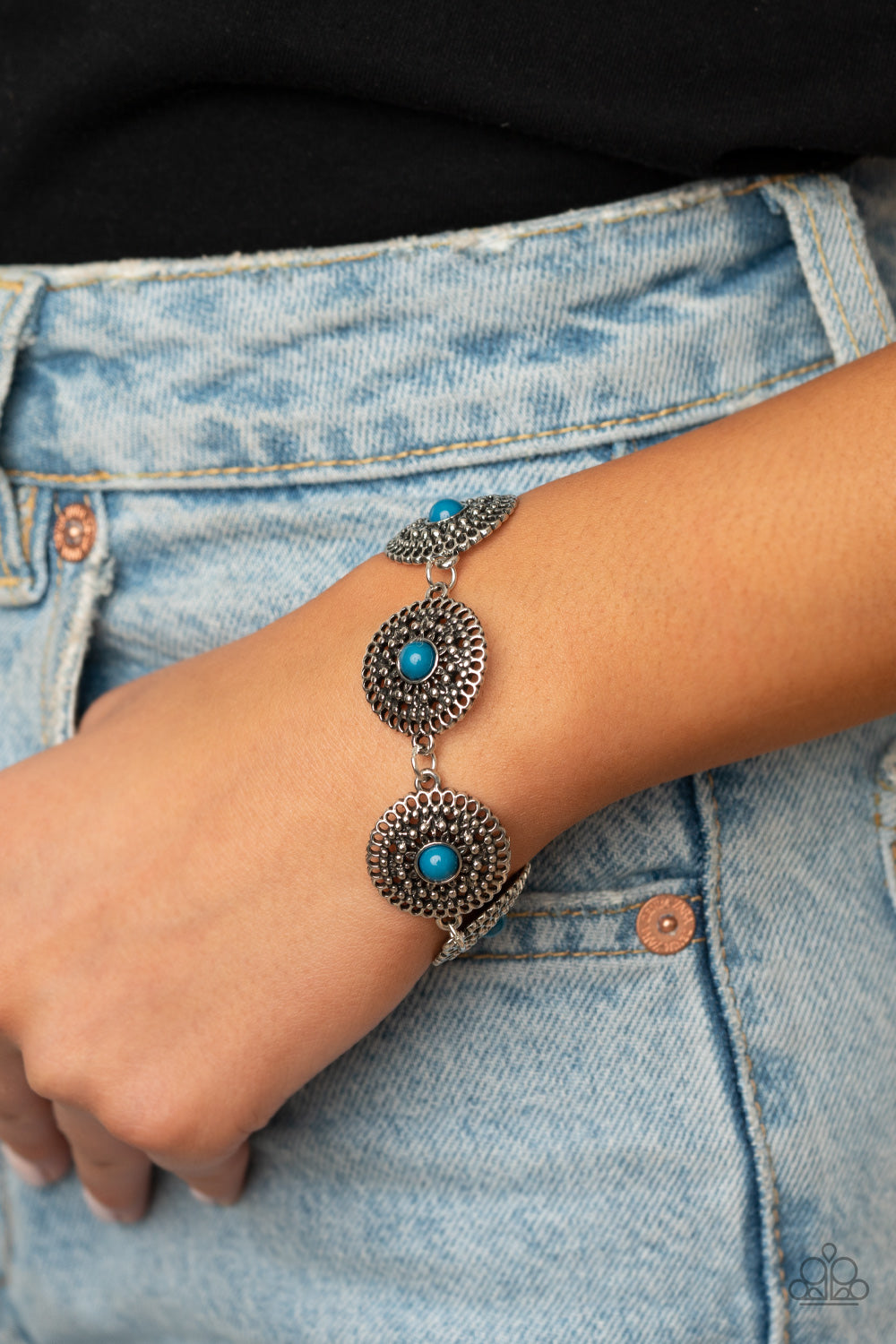 Mojave Mandalas Blue Bracelet Paparazzi Accessories. P9WH-BLXX-236XX