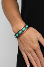 Load image into Gallery viewer, River Rock Canyons - Brass Bracelet with Turquoise Stone Paparazzi Accessories #P9SE-BRXX-061XX
