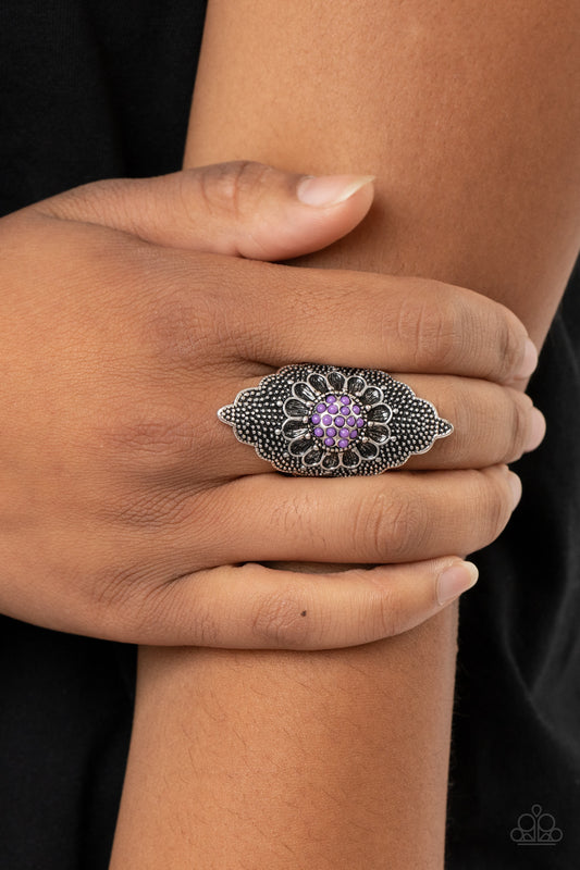 Paparazzi Wildly Wallflower - Purple Floral Ring