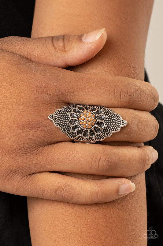 Paparazzi Ring ~ Wildly Wallflower - Brown