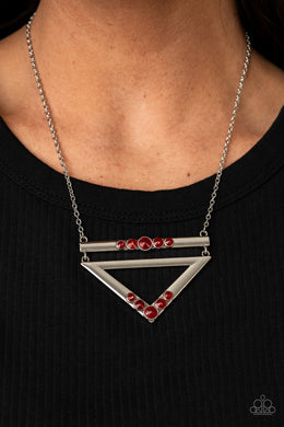 Paparazzi Necklace ~ Triangulated Twinkle - Red