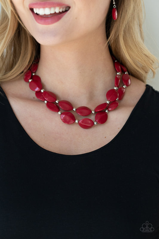 Paparazzi Necklace ~ Two-Story Stunner - Red