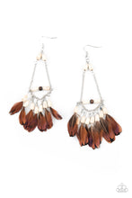 Load image into Gallery viewer, Paparazzi Haute Hawk - White and Brown Feather Earring
