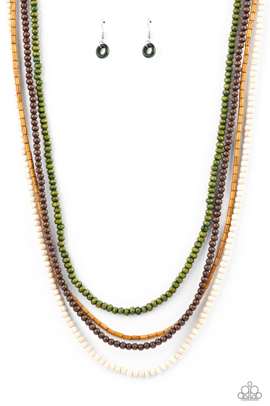 Bermuda Beaches Necklace Paparazzi Accessories. Wooden Necklace. Get Free Shipping