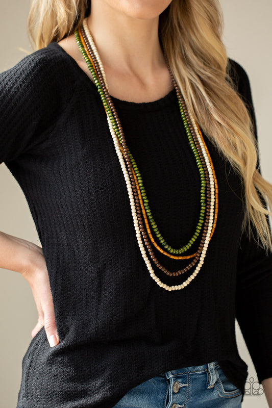 Paparazzi Bermuda Beaches Wooden Beads Necklace. #P2SE-GRXX-210XX