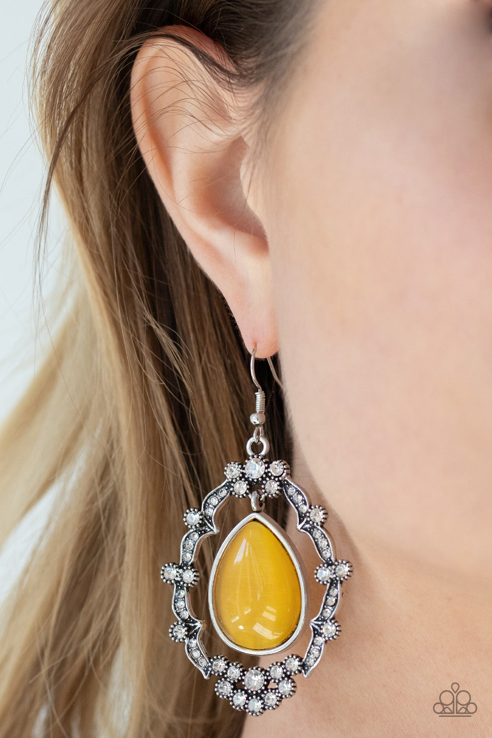 Paparazzi Icy Eden - Yellow Earrings $5 jewelry at AainaasTreasureBox. Get Free Shipping! 