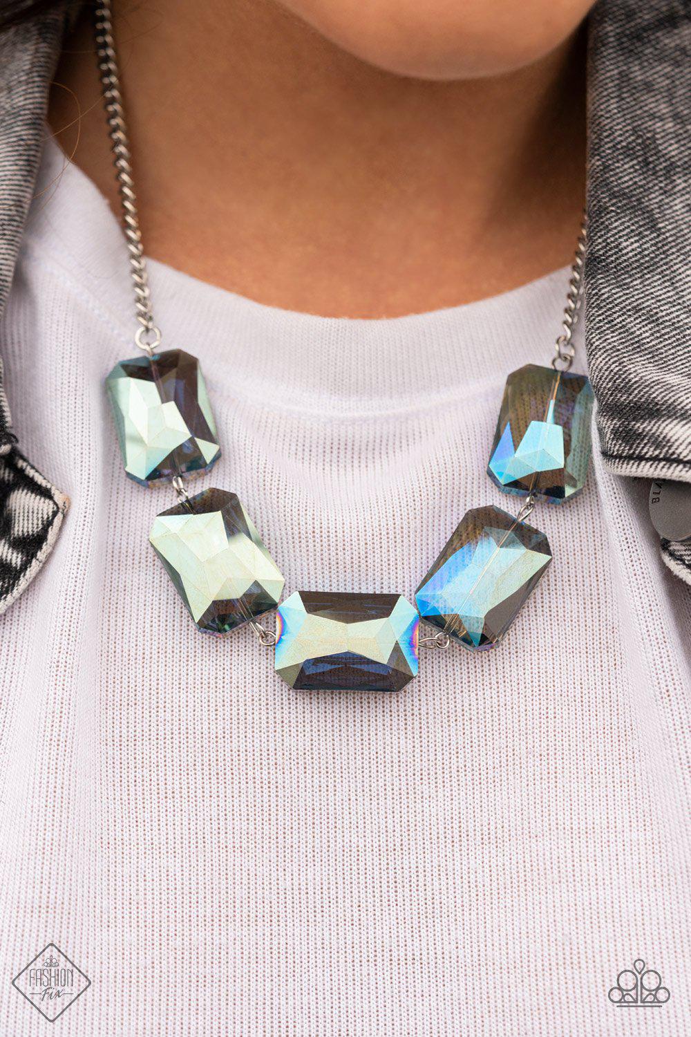 Paparazzi Heard It On The HEIR-Waves Blue Iridescent Necklace February 2021 Fashion Fix