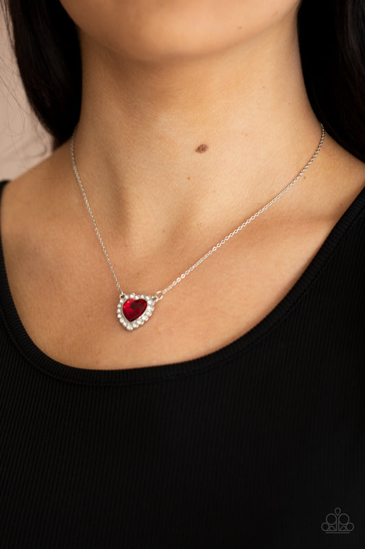 Paparazzi Out of the GLITTERY-ness of Your Heart - Red Necklace #P2RE-RDXX-188XX. Free Shipping!