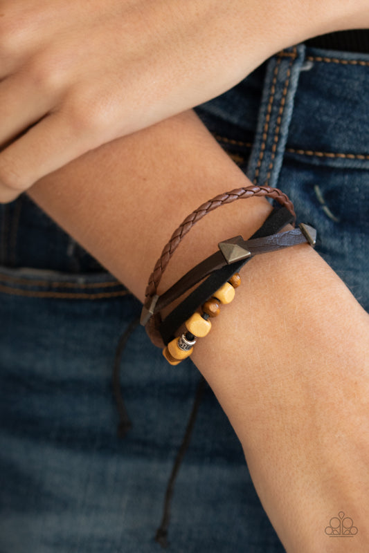 Paparazzi Solo Climb Brown Leather Bracelet. #P9UR-BNXX-524XX. Get Free Shipping.