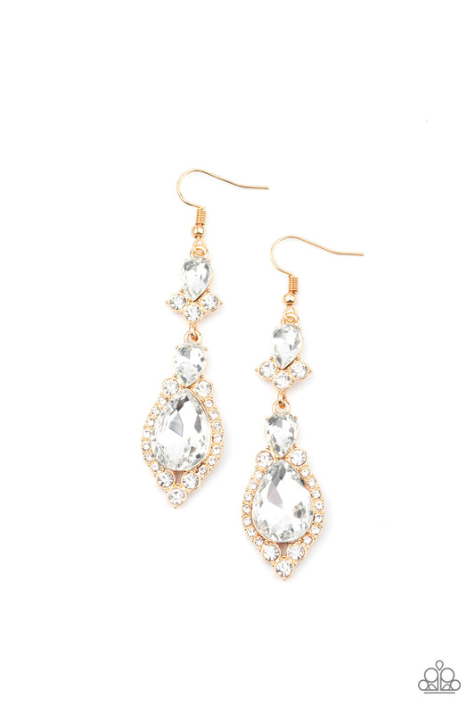 Fully Flauntable - Gold Earrings Paparazzi Accessories 