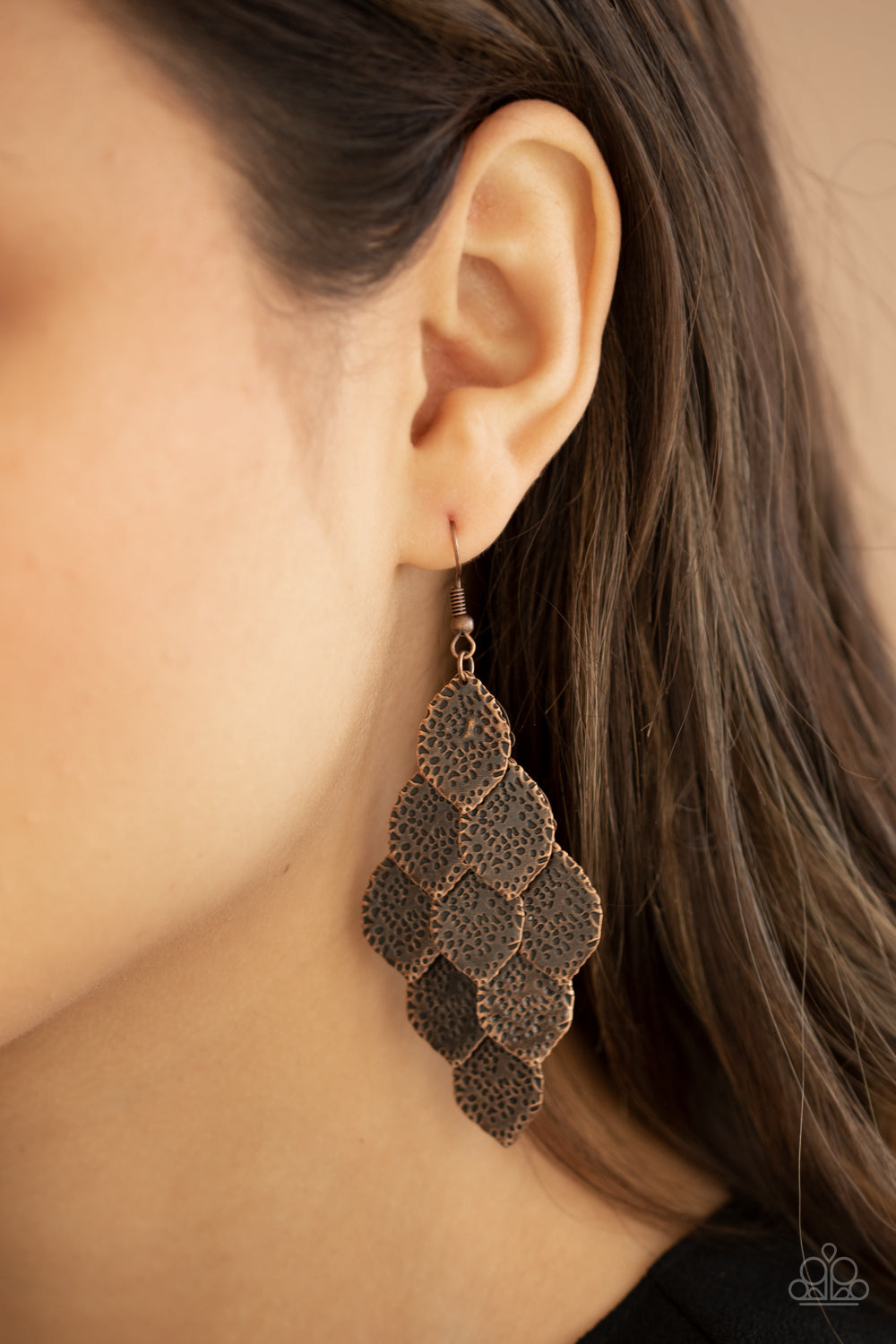Paparazzi Earring ~ Loud and Leafy - Copper