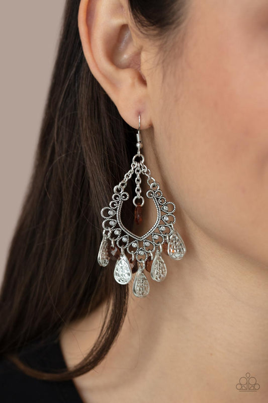 Musical Gardens Brown Earring Paparazzi Accessories. Get free shipping. #P5ST-BNXX-024XX