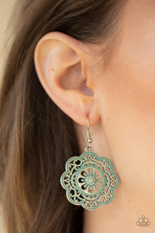 Western Mandalas - Blue Earrings Paparazzi Accessories $5 Jewelry #P5SE-BLXX-255XX