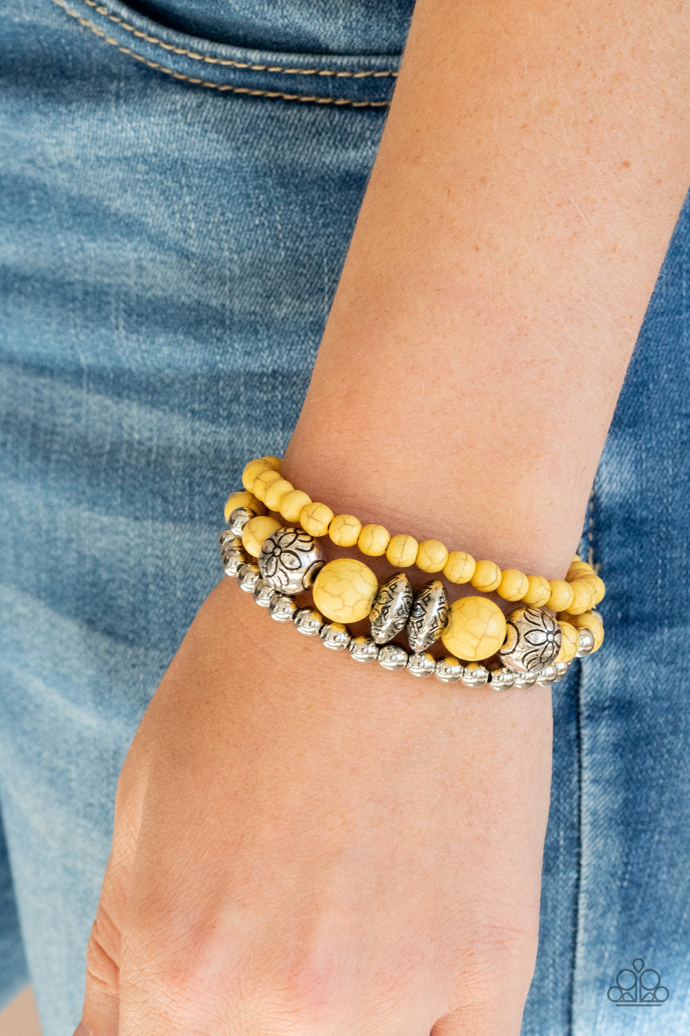 Desert Blossom Yellow Bracelet Paparazzi Accessories. Get Free Shipping. #P9SE-YWXX-135XX