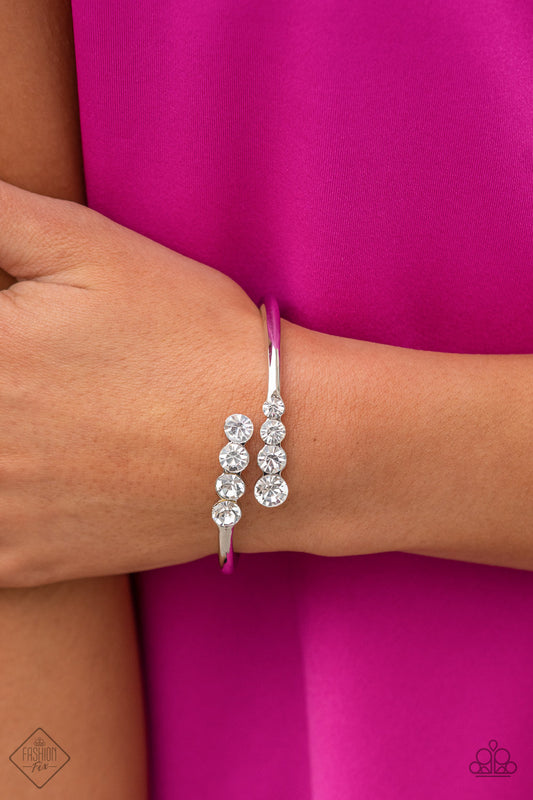 Paparazzi Defying Dazzle White Bracelet February 2021 Fashion Fix Exclusive